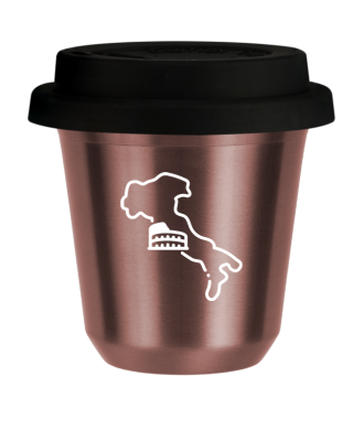 Tasse 80 ml OR ROSE "Italie (blanc)", avec couvercle noir Tasse 80 ml OR ROSE "Italie (blanc)", avec couvercle noir