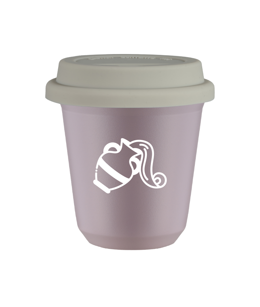 Tasse 240 ml LAVANDE "Verseau (blanc)", avec couvercle blanc