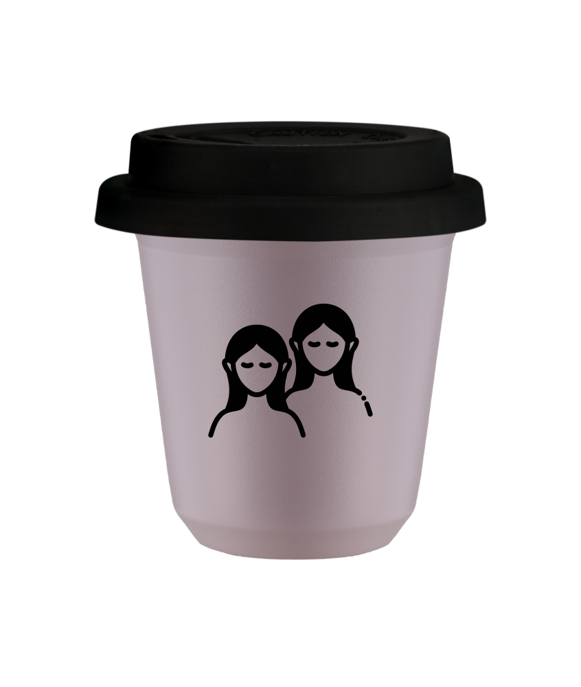 Tasse 240 ml LAVANDE "Gémeaux", avec couvercle noir