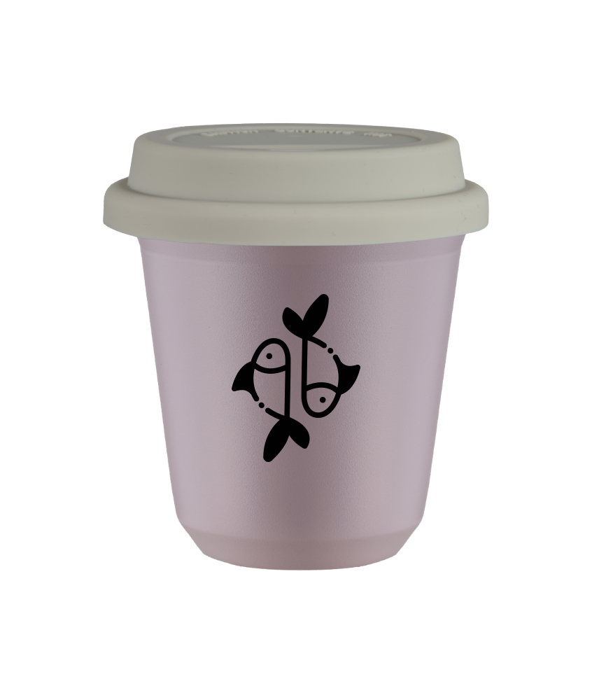 Tasse 240 ml LAVANDE "Poissons", avec couvercle blanc Tasse 240 ml LAVANDE "Poissons", avec couvercle blanc