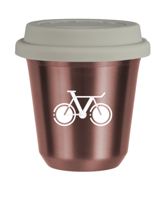 Tasse 80 ml OR ROSE "Vélo 1 (blanc)", avec couvercle blanc Tasse 80 ml OR ROSE "Vélo 1 (blanc)", avec couvercle blanc