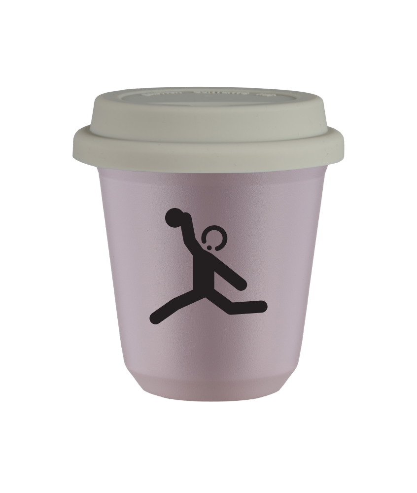 Tasse 240 ml LAVANDE "Lancer du disque (noir)", avec couvercle blanc Tasse 240 ml LAVANDE "Lancer du disque (noir)", avec couvercle blanc