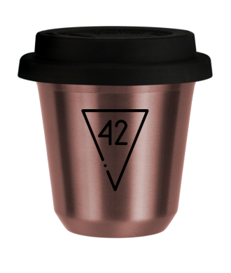 Tasse 80 ml OR ROSE "42 (noir)", avec couvercle noir Tasse 80 ml OR ROSE "42 (noir)", avec couvercle noir