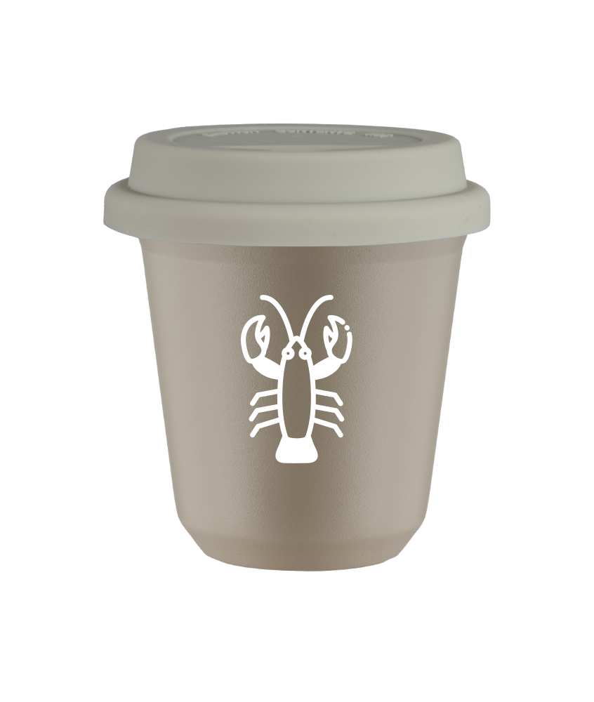 Tasse 240 ml BEIGE "Cancer (blanc)", avec couvercle blanc