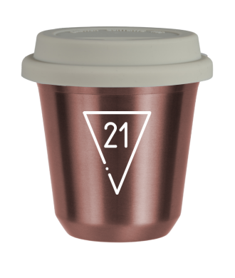 Tasse 80 ml OR ROSE "21 (blanc)", avec couvercle blanc Tasse 80 ml OR ROSE "21 (blanc)", avec couvercle blanc