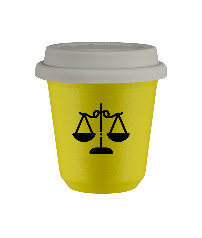 Tasse 240 ml JAUNE "Balance", avec couvercle blanc