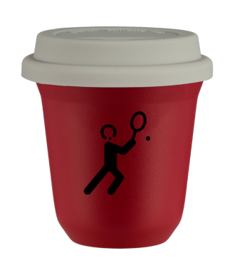 Tasse 80 ml ROUGE "Tennis 1", avec couvercle blanc Tasse 80 ml ROUGE "Tennis 1", avec couvercle blanc