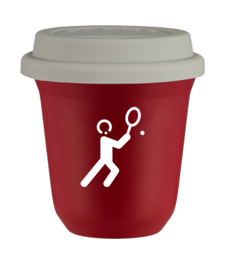 Tasse 80 ml ROUGE "Tennis 1 (blanc)", avec couvercle blanc Tasse 80 ml ROUGE "Tennis 1 (blanc)", avec couvercle blanc