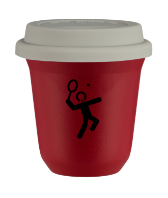 Tasse 80 ml ROUGE "Tennis 2", avec couvercle blanc Tasse 80 ml ROUGE "Tennis 2", avec couvercle blanc