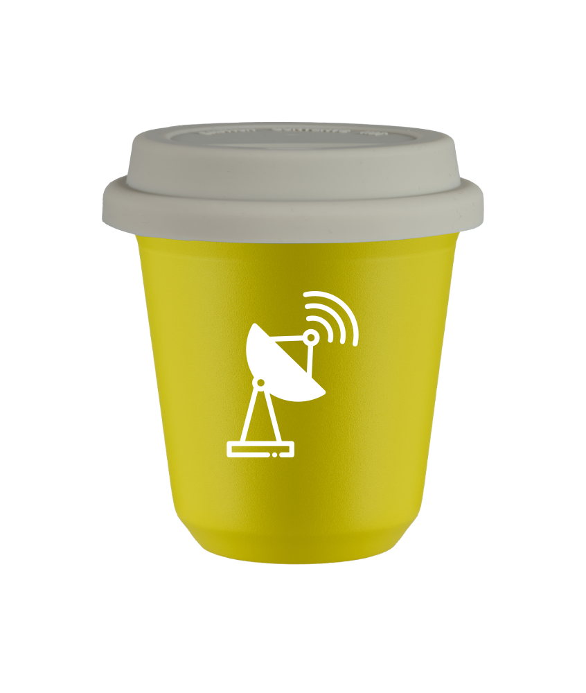 Tasse 240 ml JAUNE "Antenne (blanc)", avec couvercle blanc Tasse 240 ml JAUNE "Antenne (blanc)", avec couvercle blanc