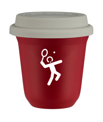 Tasse 80 ml ROUGE "Tennis 2 (blanc)", avec couvercle blanc Tasse 80 ml ROUGE "Tennis 2 (blanc)", avec couvercle blanc
