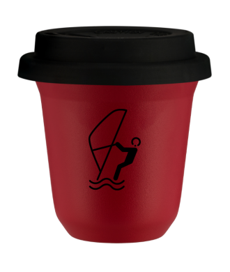 Tasse 80 ml ROUGE "Sports nautiques (noir)", avec couvercle noir Tasse 80 ml ROUGE "Sports nautiques (noir)", avec couvercle noir