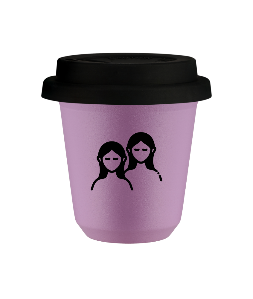 Tasse 240 ml LILAS "Gémeaux", avec couvercle noir Tasse 240 ml LILAS "Gémeaux", avec couvercle noir