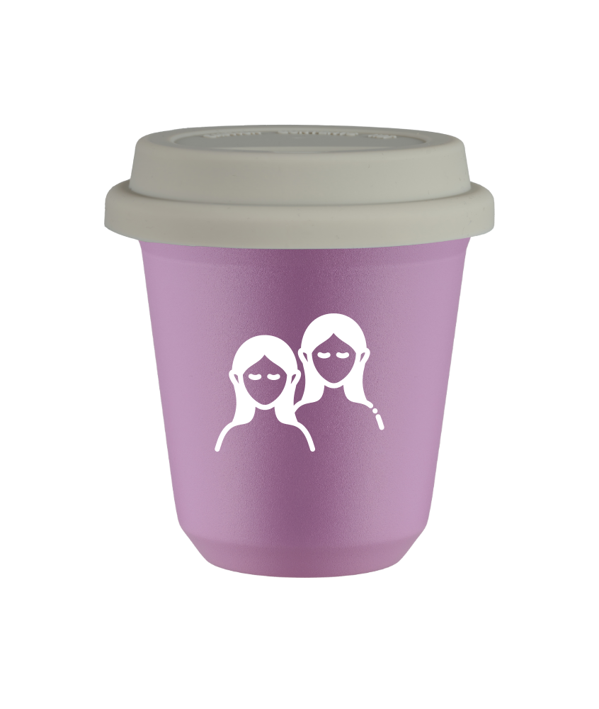 Tasse 240 ml LILAS "Gémeaux (blanc)", avec couvercle blanc Tasse 240 ml LILAS "Gémeaux (blanc)", avec couvercle blanc