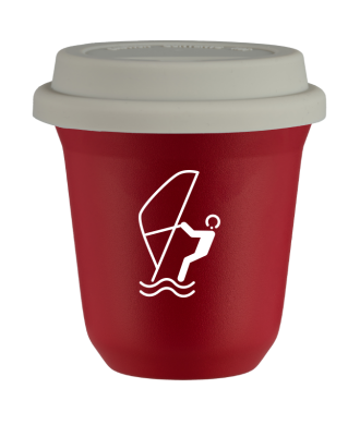 Tasse 80 ml ROUGE "Sports nautiques (blanc)", avec couvercle blanc Tasse 80 ml ROUGE "Sports nautiques (blanc)", avec couvercle blanc