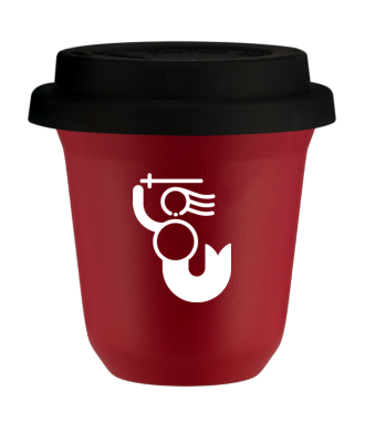 Tasse 80 ml ROUGE "WARSZAWSKA SYRENKA (blanc)", avec couvercle noir Tasse 80 ml ROUGE "WARSZAWSKA SYRENKA (blanc)", avec couvercle noir