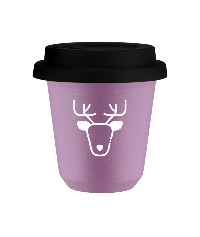 Tasse 240 ml LILAS "Renne (blanc)", avec couvercle noir Tasse 240 ml LILAS "Renne (blanc)", avec couvercle noir