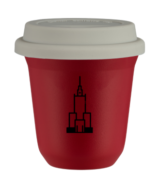 Tasse 80 ml ROUGE "Pałac kultury i nauki", avec couvercle blanc Tasse 80 ml ROUGE "Pałac kultury i nauki", avec couvercle blanc