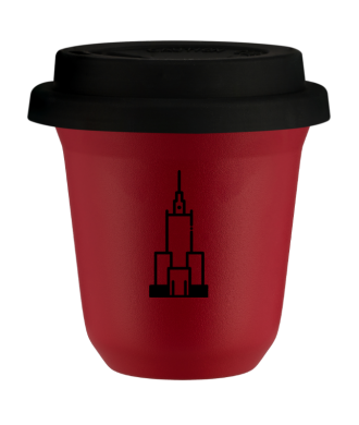 Tasse 80 ml ROUGE "Pałac kultury i nauki (noir)", avec couvercle noir Tasse 80 ml ROUGE "Pałac kultury i nauki (noir)", avec couvercle noir