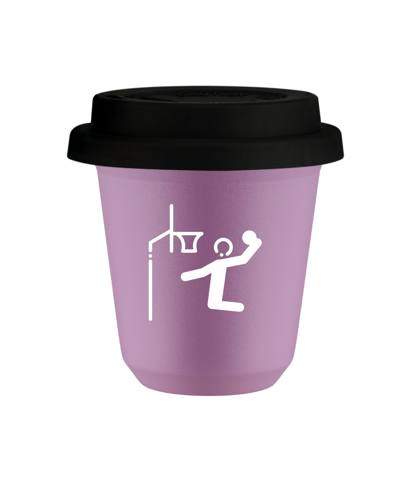 Tasse 240 ml LILAS "Basket-ball (blanc)", avec couvercle noir Tasse 240 ml LILAS "Basket-ball (blanc)", avec couvercle noir