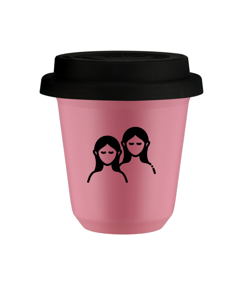 Tasse 240 ml ROSE "Gémeaux", avec couvercle noir Tasse 240 ml ROSE "Gémeaux", avec couvercle noir