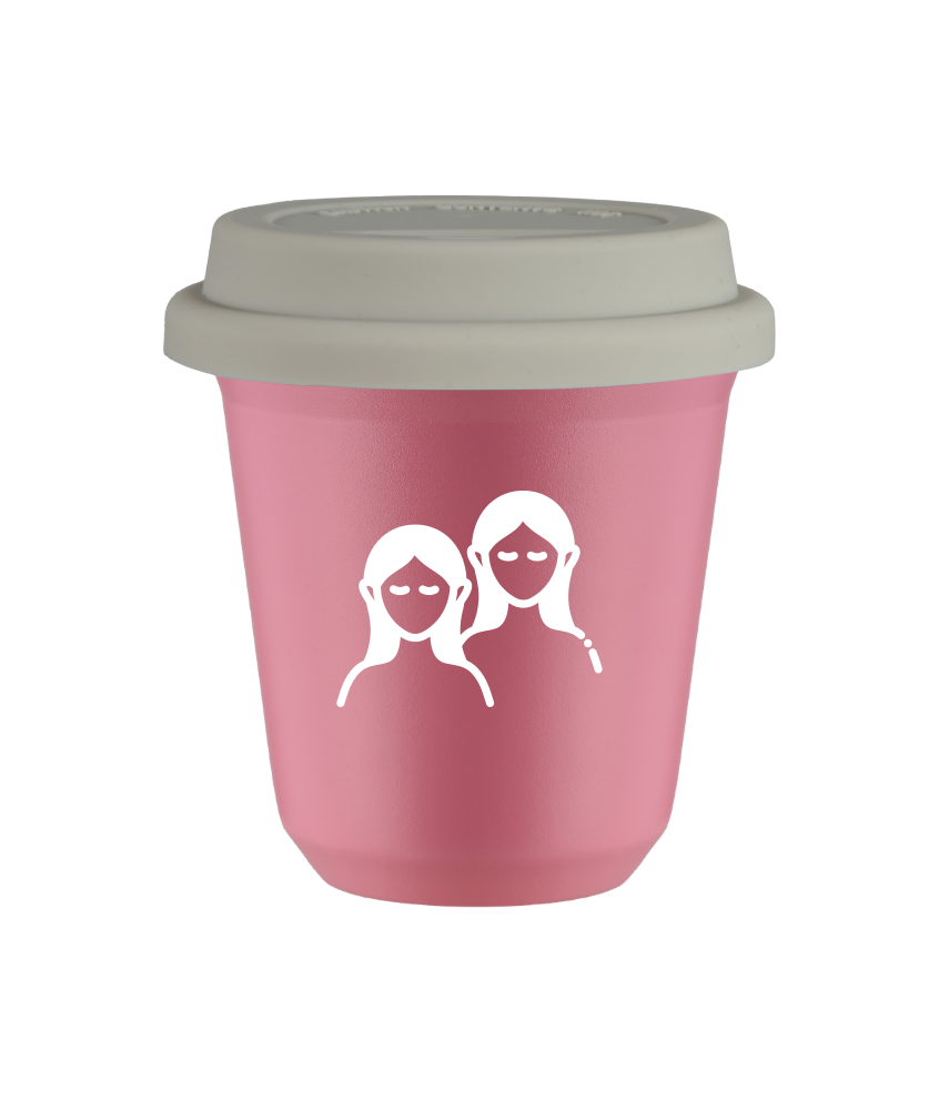Tasse 240 ml ROSE "Gémeaux (blanc)", avec couvercle blanc Tasse 240 ml ROSE "Gémeaux (blanc)", avec couvercle blanc