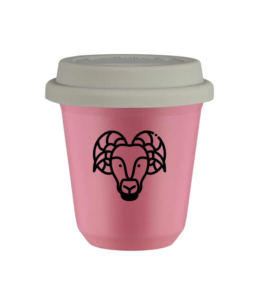 Tasse 240 ml ROSE "Bélier", avec couvercle blanc Tasse 240 ml ROSE "Bélier", avec couvercle blanc