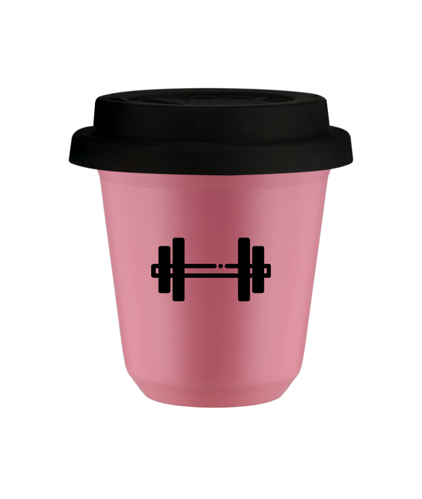 Tasse 240 ml ROSE "Haltère (noir)", avec couvercle noir Tasse 240 ml ROSE "Haltère (noir)", avec couvercle noir