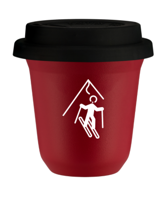 Tasse 80 ml ROUGE "Ski (blanc)", avec couvercle noir Tasse 80 ml ROUGE "Ski (blanc)", avec couvercle noir