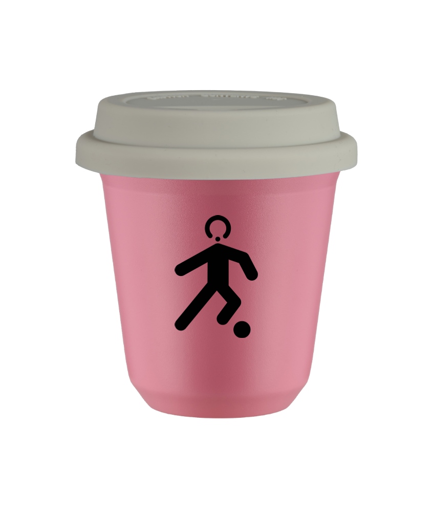 Tasse 240 ml ROSE "Football", avec couvercle blanc