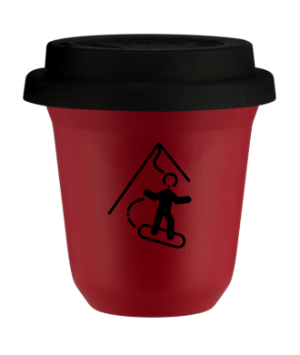 Tasse 80 ml ROUGE "Snowboard", avec couvercle noir Tasse 80 ml ROUGE "Snowboard", avec couvercle noir