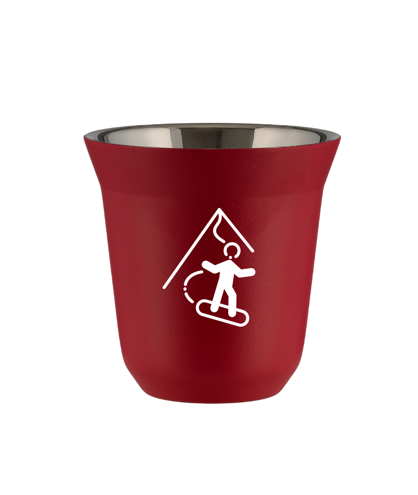Tasse 80 ml ROUGE "Snowboard (blanc)"