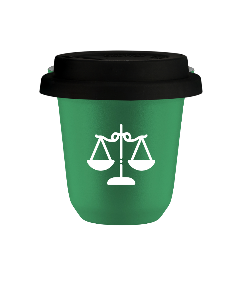 Tasse 80 ml VERT "Vélo 2 (blanc)", avec couvercle noir