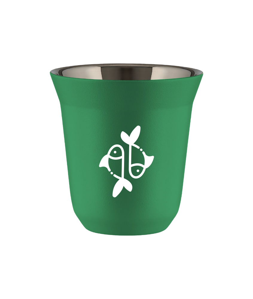 Tasse 80 ml VERT "Poissons (blanc)"