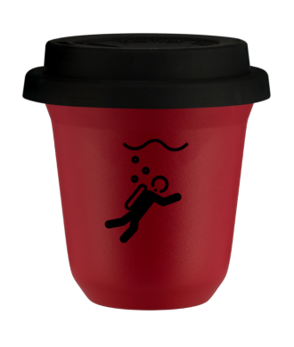 Tasse 80 ml ROUGE "Plongée (noir)", avec couvercle noir Tasse 80 ml ROUGE "Plongée (noir)", avec couvercle noir