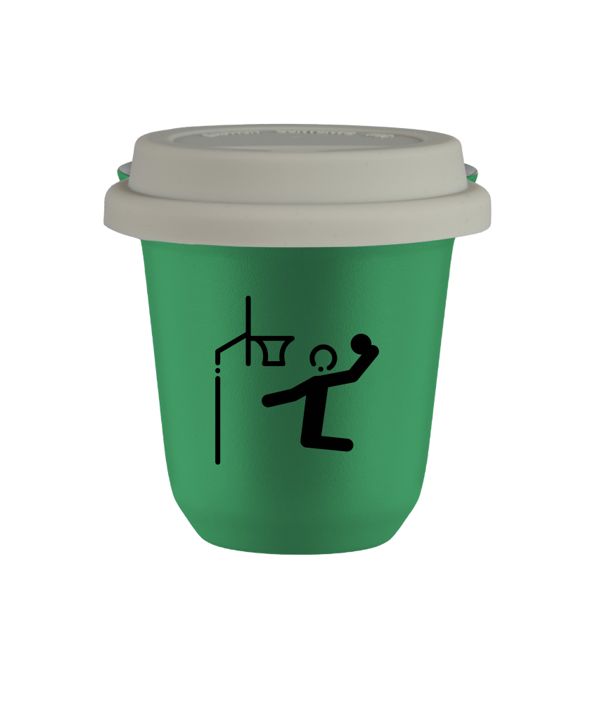 Tasse 80 ml VERT "Basket-ball", avec couvercle blanc Tasse 80 ml VERT "Basket-ball", avec couvercle blanc