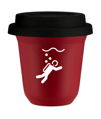 Tasse 80 ml ROUGE "Plongée (blanc)", avec couvercle noir Tasse 80 ml ROUGE "Plongée (blanc)", avec couvercle noir