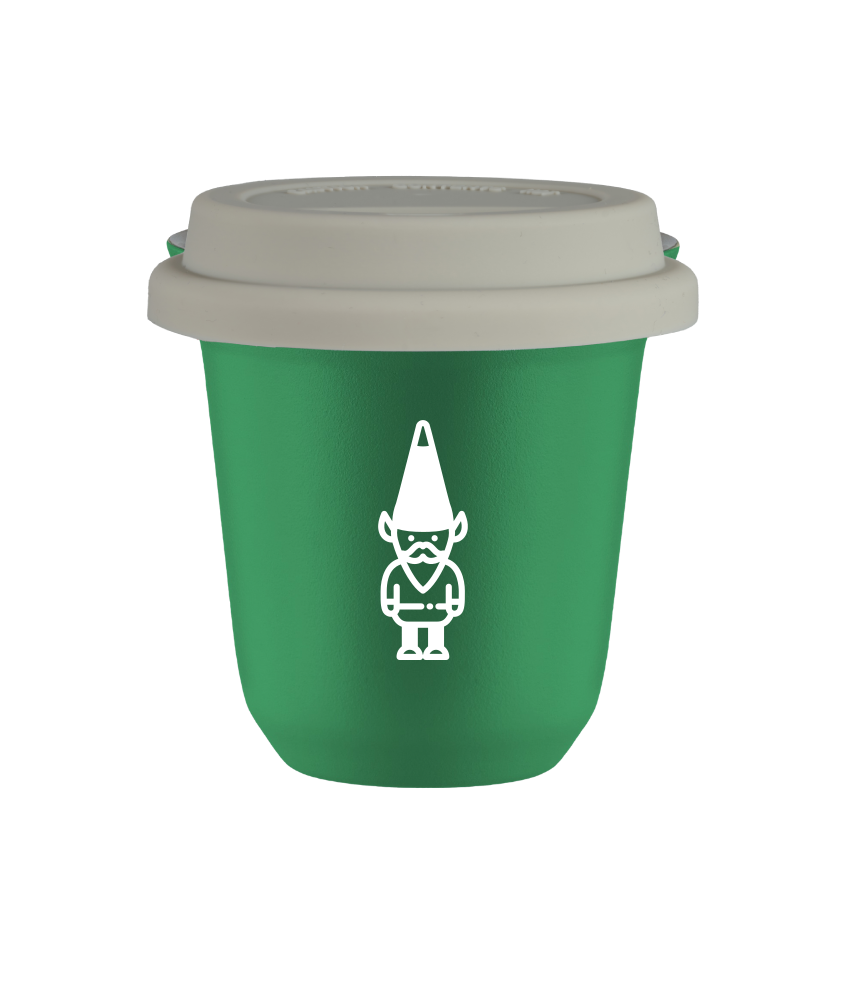 Tasse 80 ml VERT "Nain 1 (blanc)", avec couvercle blanc Tasse 80 ml VERT "Nain 1 (blanc)", avec couvercle blanc