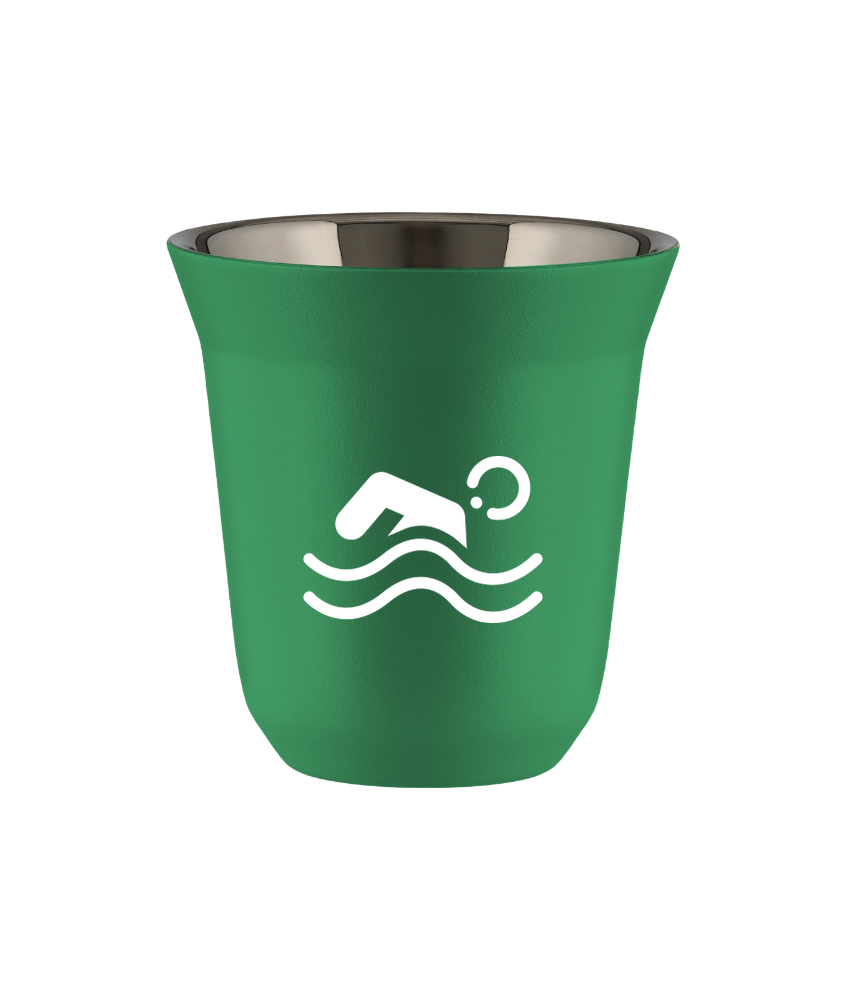 Tasse 80 ml VERT "Natation (blanc)"
