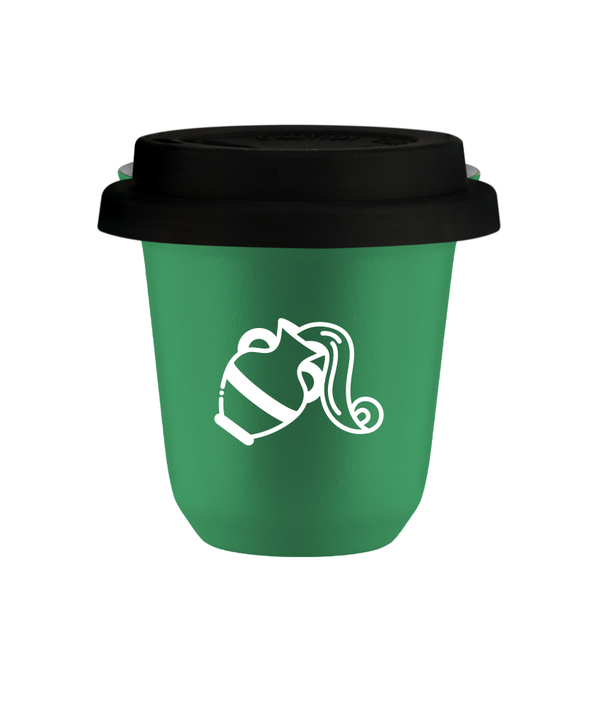 Tasse 150 ml VERT "Verseau (blanc)", avec couvercle noir Tasse 150 ml VERT "Verseau (blanc)", avec couvercle noir
