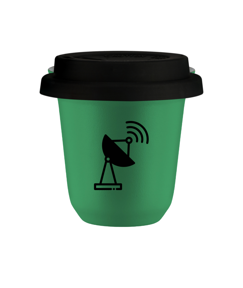 Tasse 150 ml VERT "Antenne", avec couvercle noir Tasse 150 ml VERT "Antenne", avec couvercle noir
