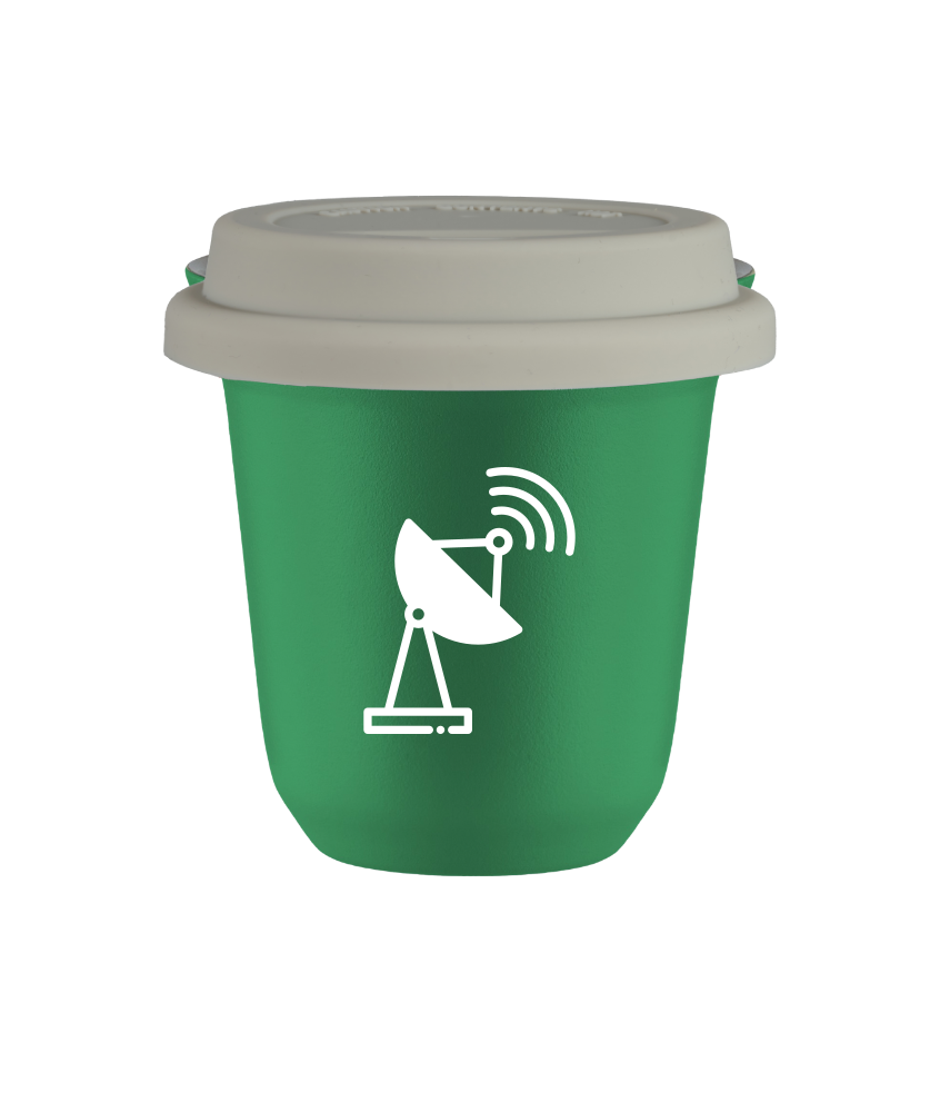Tasse 150 ml VERT "Antenne (blanc)", avec couvercle blanc
