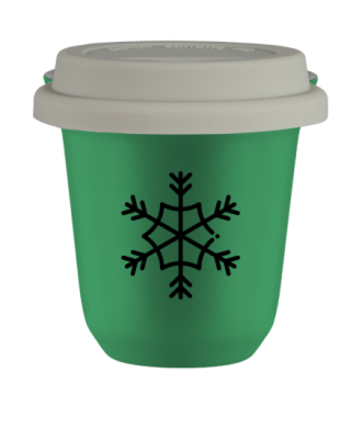 Tasse 150 ml VERT "Flocon de neige (noir)", avec couvercle blanc Tasse 150 ml VERT "Flocon de neige (noir)", avec couvercle blanc