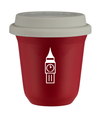 Tasse 80 ml ROUGE "BIG BEN (blanc)", avec couvercle blanc Tasse 80 ml ROUGE "BIG BEN (blanc)", avec couvercle blanc
