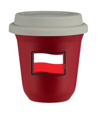 Tasse 80 ml ROUGE "Drapeau polonais", avec couvercle blanc Tasse 80 ml ROUGE "Drapeau polonais", avec couvercle blanc