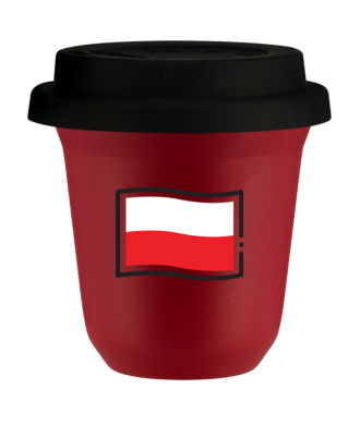 Tasse 80 ml ROUGE "Drapeau polonais (noir)", avec couvercle noir Tasse 80 ml ROUGE "Drapeau polonais (noir)", avec couvercle noir