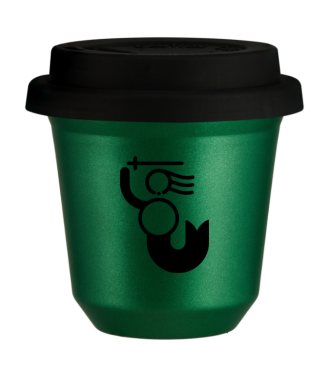 Tasse 80 ml VERT MÉTALLIQUE "WARSZAWSKA SYRENKA (noir)", avec couvercle noir Tasse 80 ml VERT MÉTALLIQUE "WARSZAWSKA SYRENKA (noir)", avec couvercle noir