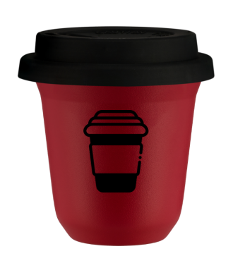 Tasse 80 ml ROUGE, avec couvercle noir Tasse 80 ml ROUGE, avec couvercle noir