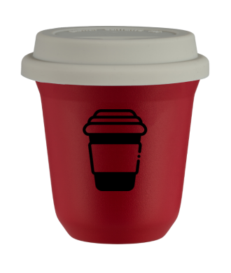Tasse 80 ml ROUGE, avec couvercle blanc Tasse 80 ml ROUGE, avec couvercle blanc