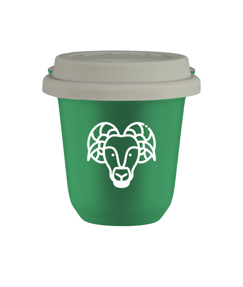 Tasse 240 ml VERT "Bélier (blanc)", avec couvercle blanc Tasse 240 ml VERT "Bélier (blanc)", avec couvercle blanc